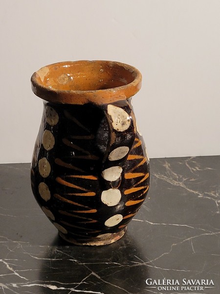 Polka dot striped ceramic mug 15.5 cm