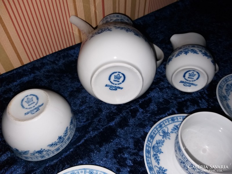 Kávéskészlet KAHLA GDR német kobalt festett porcelán hat személyes hagyma mintás kávés készlet
