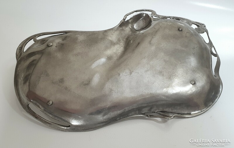 Art Nouveau pewter jewelry, letter, business card holder