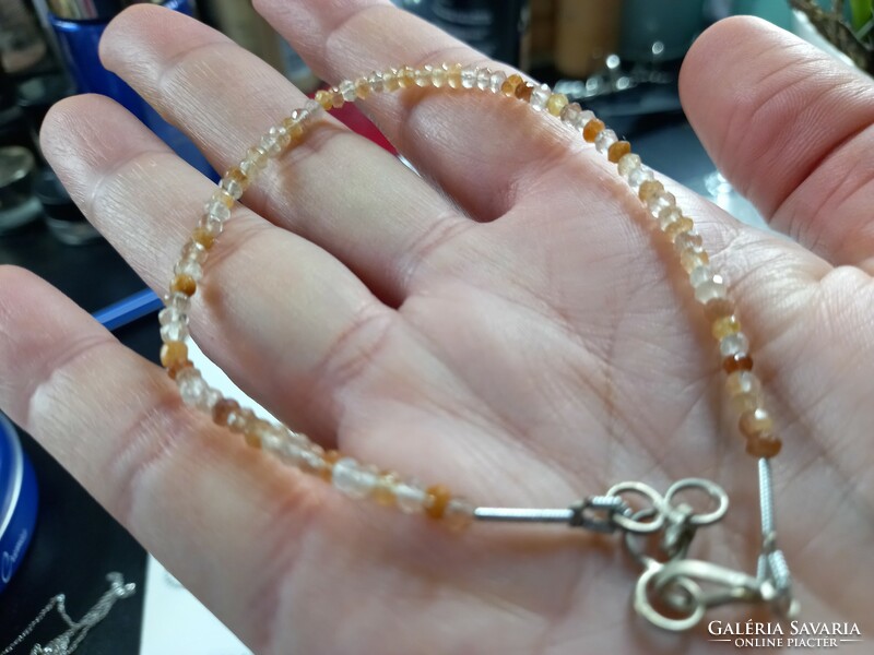 Silver bracelet, bracelet with real raw faceted sunstone!! A real specialty!