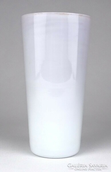 1M066 Régi hibátlan állapotú rétegelt tejüveg pohár üveg váza 15 cm