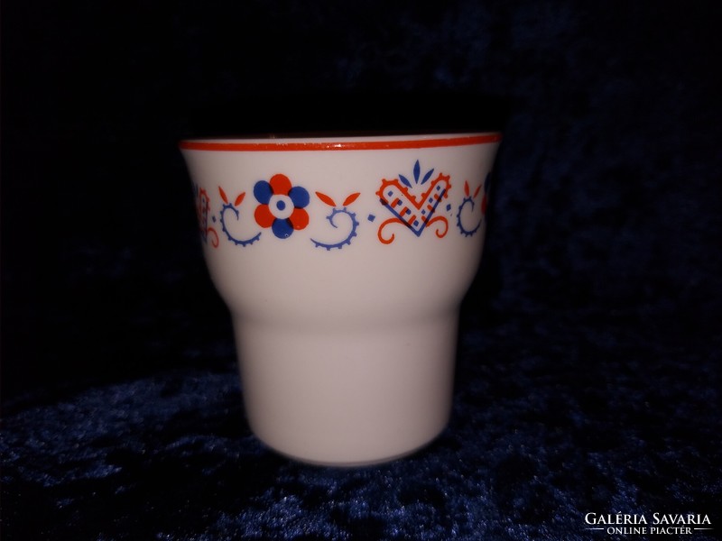 Hollóháza porcelain wine glass with a folk motif
