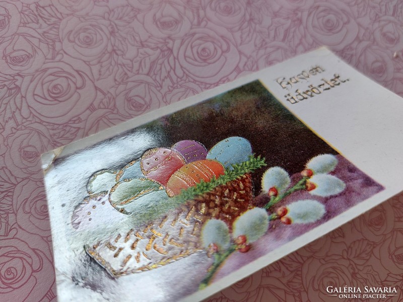 Régi húsvéti mini képeslap levelezőlap üdvözlőkártya