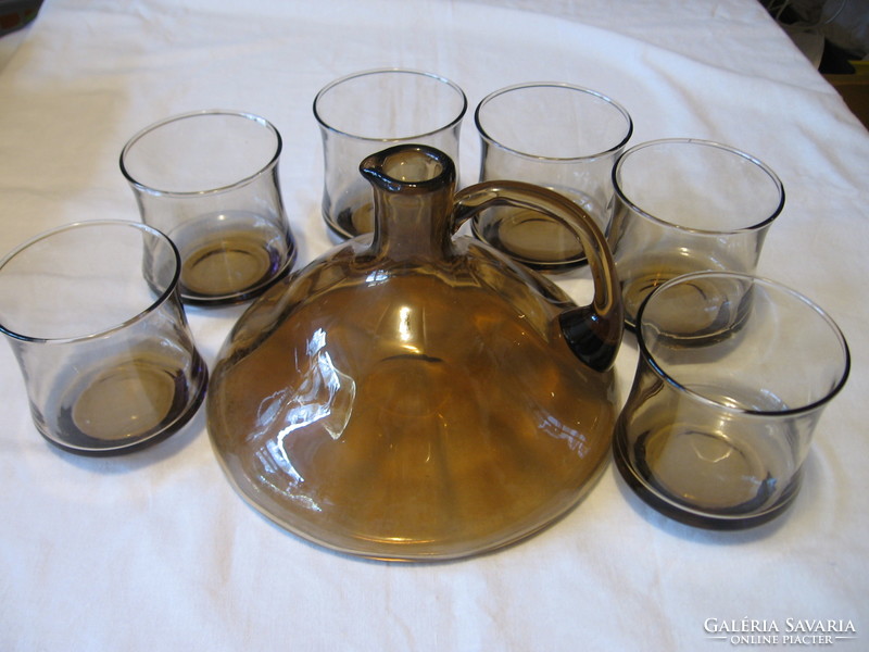 Retro smoke colored libbey whiskey glass set without jug