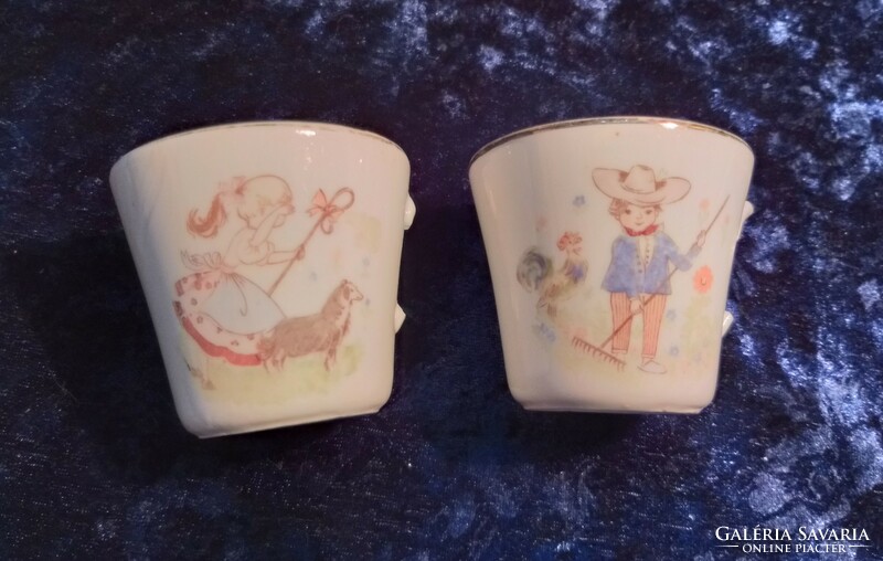 Antik porcelán gyerek bögre csésze pár