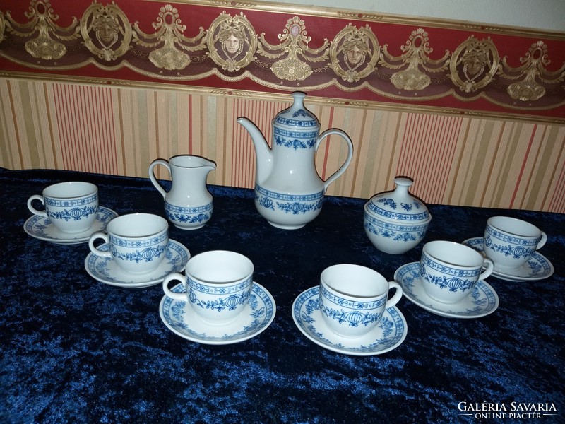 Coffee set Kahla GDR German cobalt painted porcelain six person onion pattern coffee set