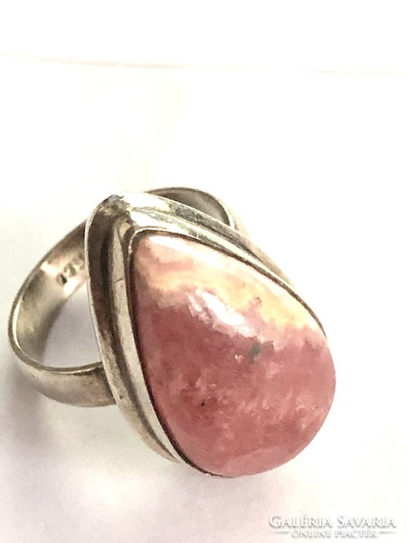 Silver ring, rhodonite