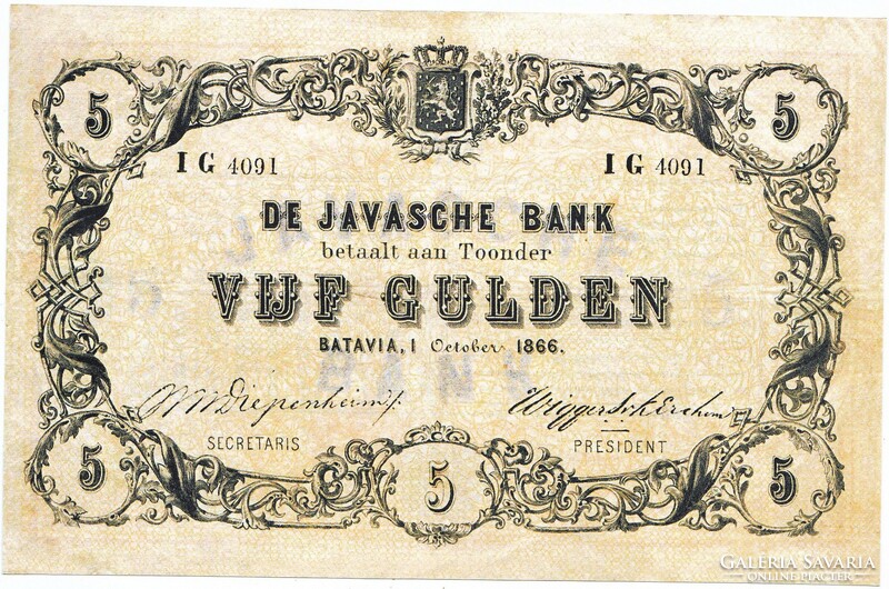 Holland Kelet-India 5 gulden 1864 REPLIKA