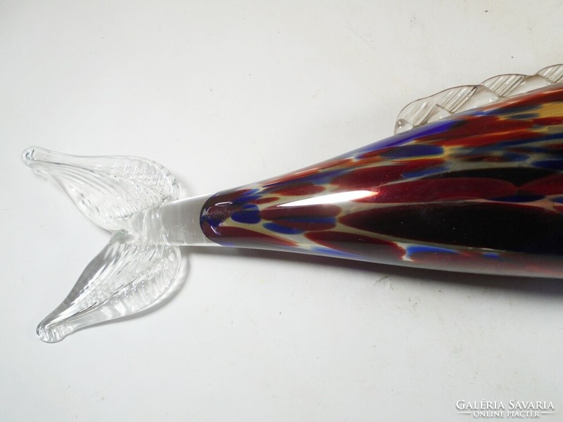 Régi retro Muránói üveg hal, hossza: 42 cm