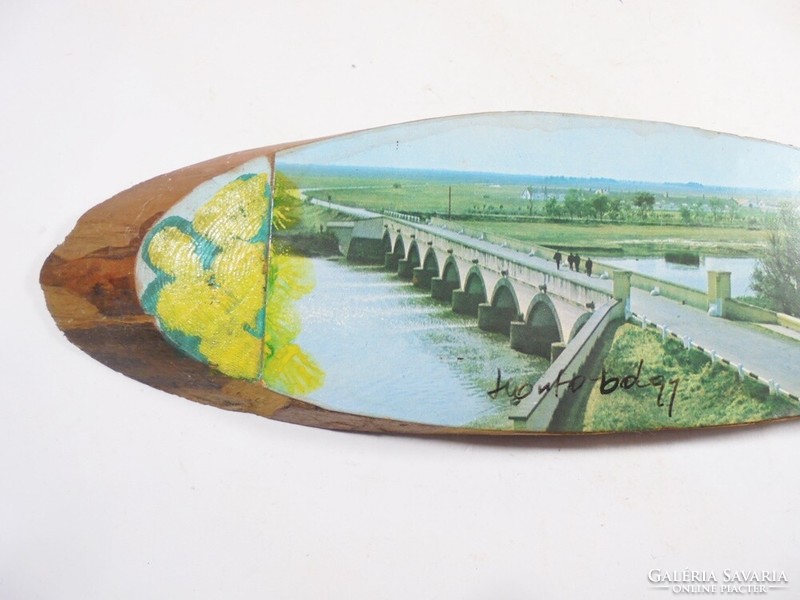 Old retro wall picture hanging on the wall wooden decoupage painted picture - souvenir souvenir hortobágy