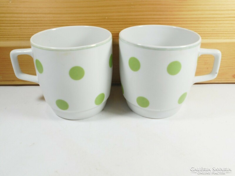 Retro old marked Zsolnay porcelain mug with polka dots 2 pcs
