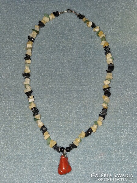 Chakra necklace with red jasper and splitter gems - lots of handmade jewelry