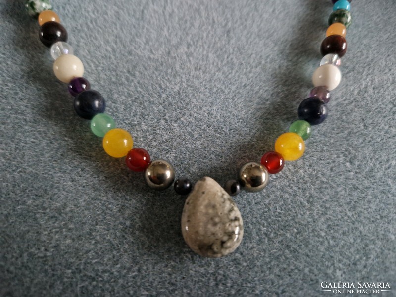 Multi chakra necklace with ocean jasper and many many precious stones - many many handcrafted jewelry