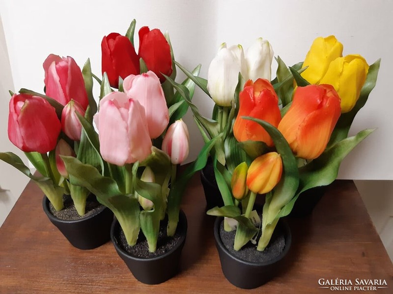Művirág cserépben : élethű tulipán, gyöngyvirágcsokor