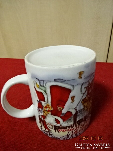 English porcelain cup, with a Christmas pattern, diameter 8 cm. Jokai.