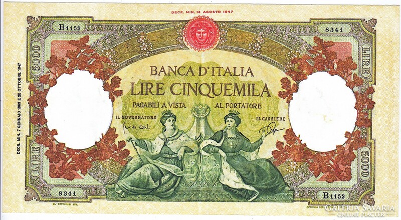 Italy 5000 lira 1947 replica
