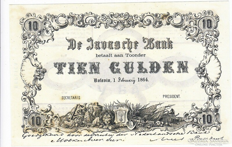 Dutch East Indies 10 gulden 1864 replica