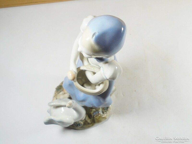 Retro old marked Alba Julia - porcelain goose shepherd girl goose fairy tale figure statue