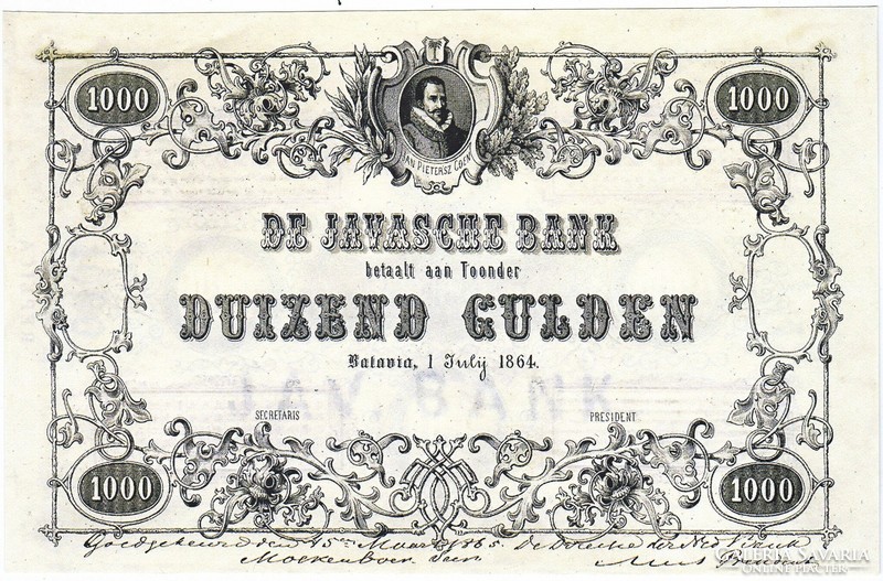 Dutch East Indies 1000 gulden 1864 replica