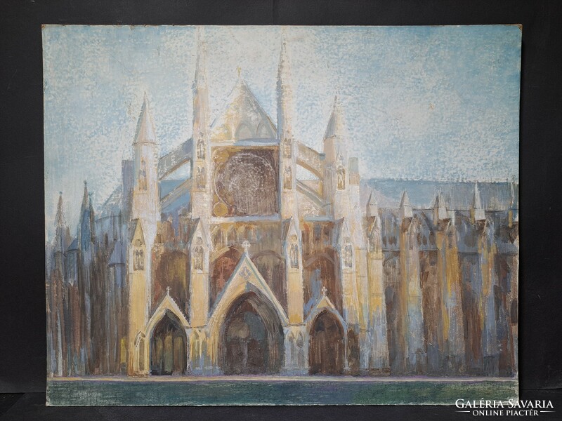 Westminster Abbey - London (Tempera Painting) English Gothic Architecture - England