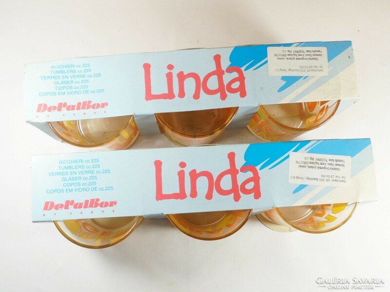Régi retro Linda Orange lemon feliratú pohár készlet 6 db