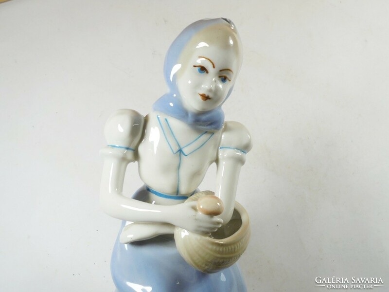 Retro régi jelzett Alba Júlia - porcelán Libapásztor lány liba mese figura szobor