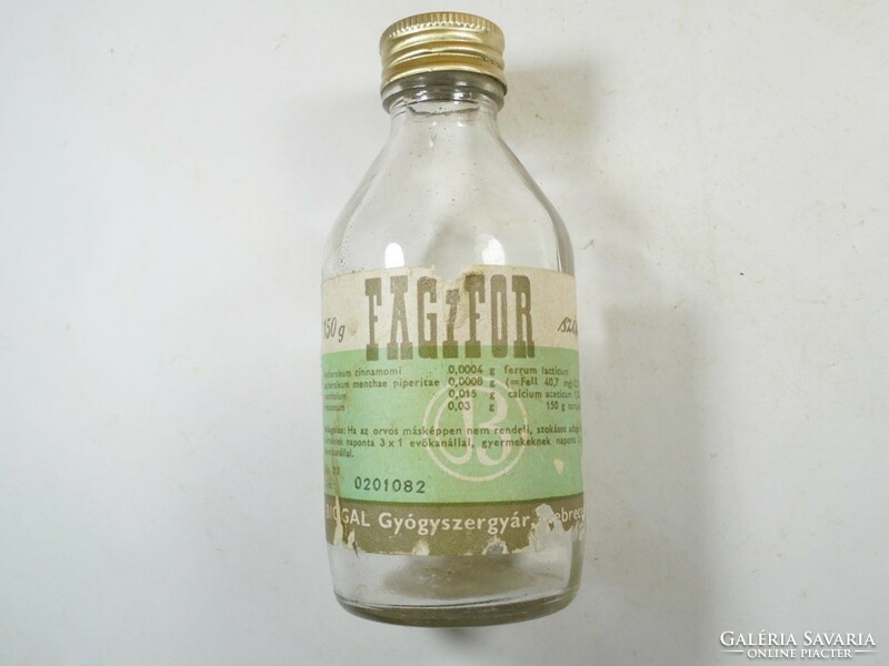 Old retro glass bottle fagifor syrup biogal pharmaceutical factory in Debrecen - 1980s