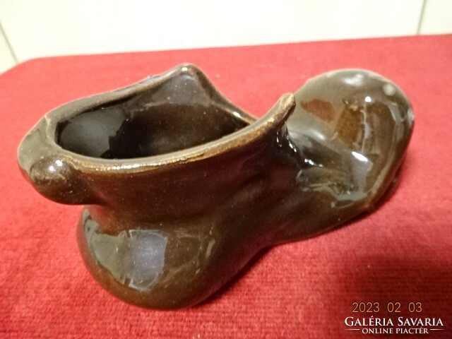 Russian glazed ceramic, boot without laces, length 13 cm. Jokai.