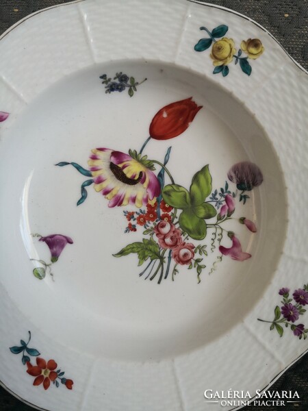 Antique Herend plate, with ribbon crown mark, 1880s. Plus a gift plate holder!