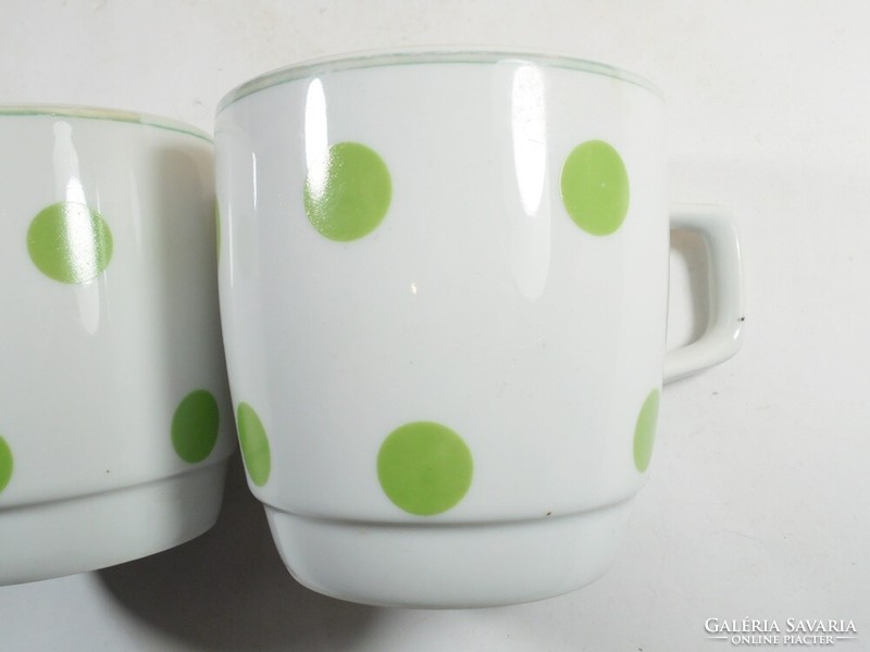 Retro old marked Zsolnay porcelain mug with polka dots 2 pcs