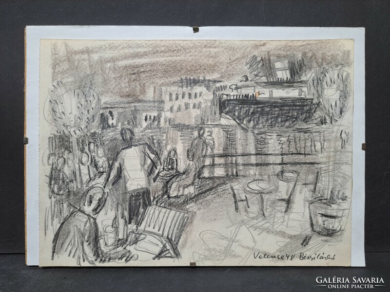 Bényi László: Velence, 1948 (ceruzarajz, 27x20 cm) életkép, Olaszország