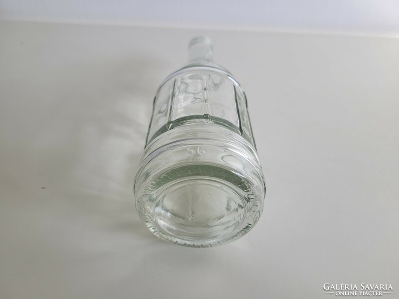 Régi gólya mintás bordás vintage tejes üveg gólyás üveg