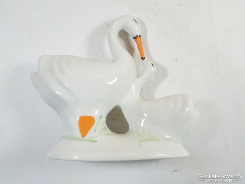 Retro old marked - porcelain swan figure sculpture