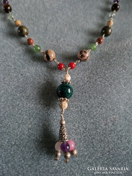 Multi-chakra necklace with chrysocrol and many, many precious stones - many, many handcrafted jewelry