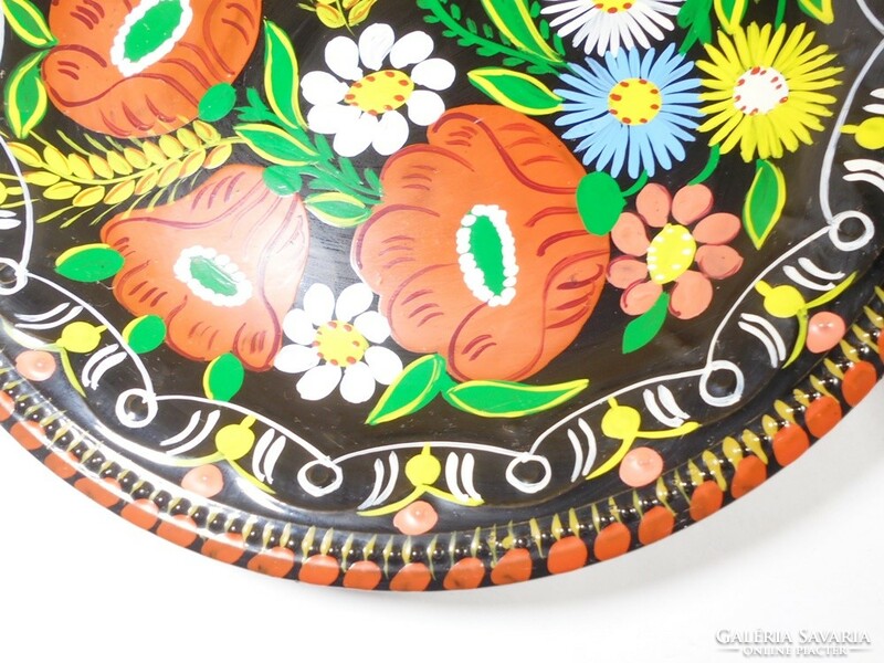 Retro régi kézzel festett akasztható fali tányér  tál 2 db - GRÁNIT Kispest CS.K.GY - 24,3 cm átmérő