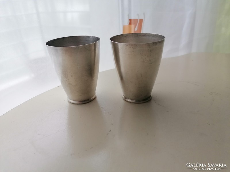 2 silver-plated half glasses (metal alloy) with Budapest engraving