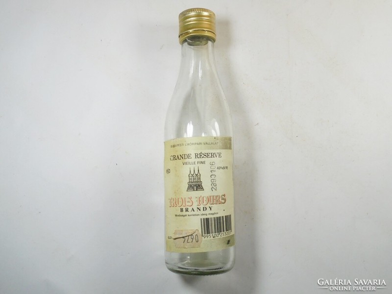 Régi retro üveg palack Trois Tours Brandy Buliv gyártó - 1980-as évek