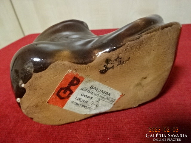Russian glazed ceramic, boot without laces, length 13 cm. Jokai.