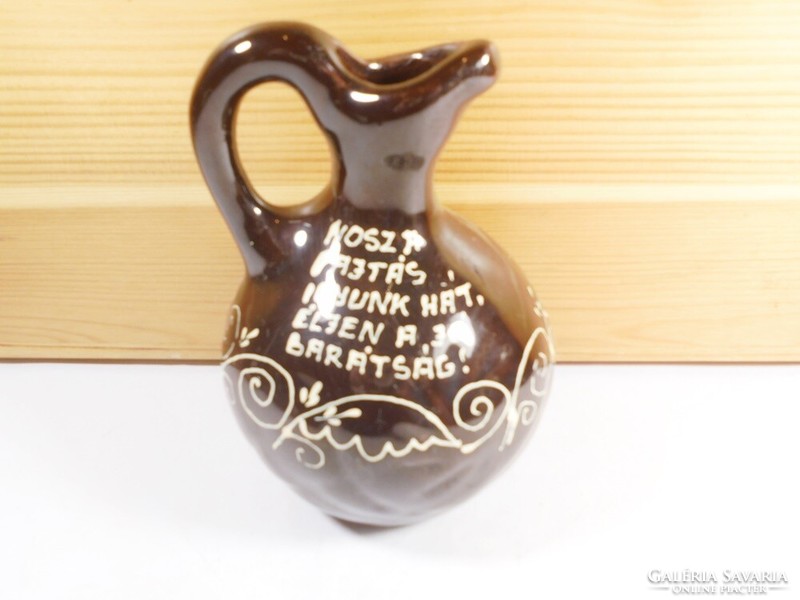 Retro ceramic jug with inscription - 12.5 cm high