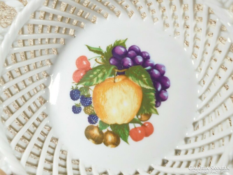 Régi Retro jelzett - PORFIN CLUJ NAPOCA porcelán tál tányér tálka gyümölcs áttört mintás
