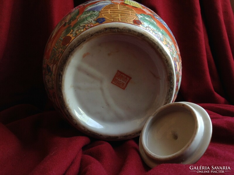 Chinese famille rose porcelain lotus tea herb feng shui urn vase pot box storage spice