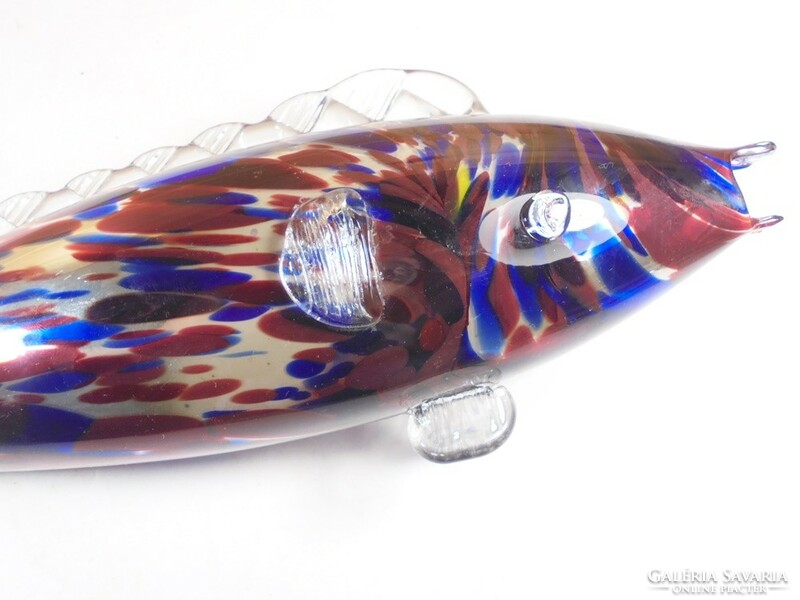 Régi retro Muránói üveg hal, hossza: 42 cm