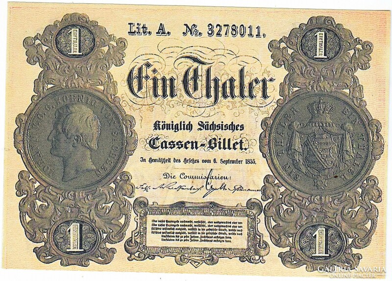German states 1 Saxon thaler 1855 replica unc