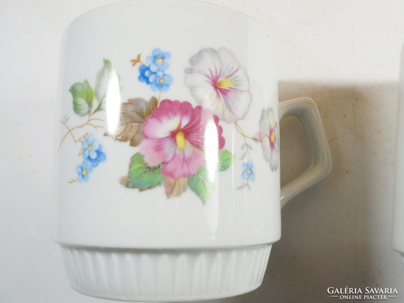 Retro régi jelzett Zsolnay porcelán bögre virágmintás 2 db