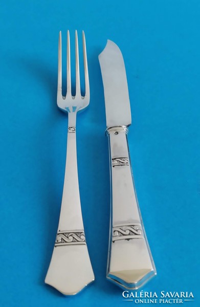 Silver art-deco 6-piece dessert fork 6-piece dessert knife
