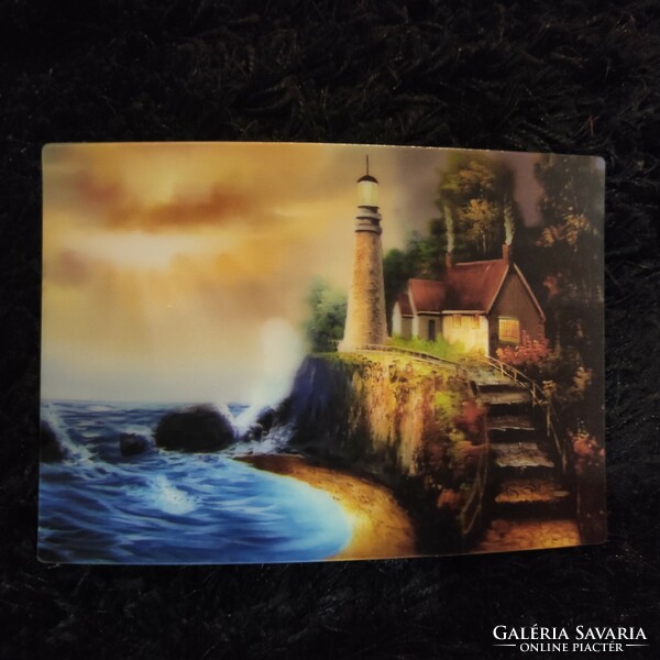 3D postcard sea, lighthouse - postage clean