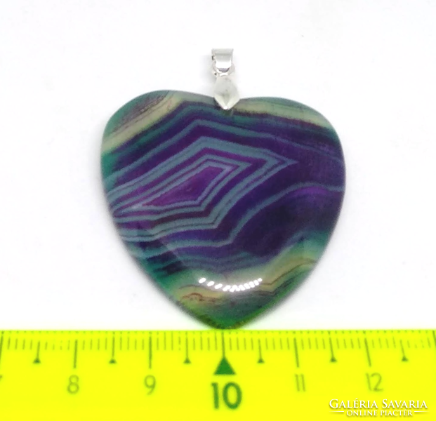 Large (38*37*7 mm) purple-green Botswana agate heart pendant f63817
