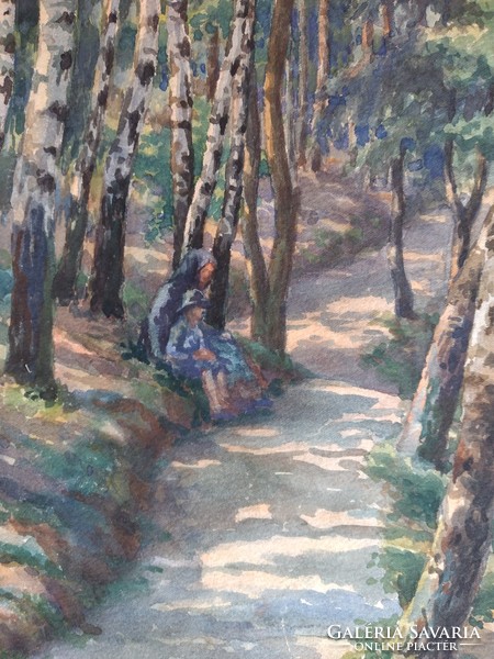 Gyula Járossy: forest detail watercolor