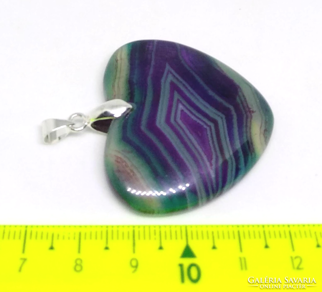 Large (38*37*7 mm) purple-green Botswana agate heart pendant f63817