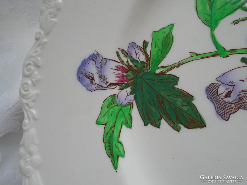 Cauldon antik, angol, kézi festésű mályvarózsás  tányér.